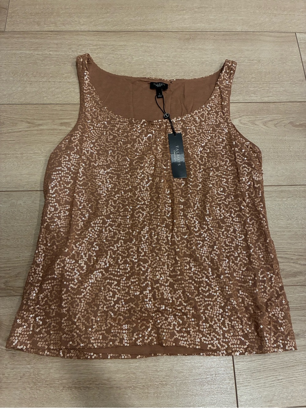 NWT Talbots Women’s Brown Sequin Sleeveless Tank Top Size LP Petite